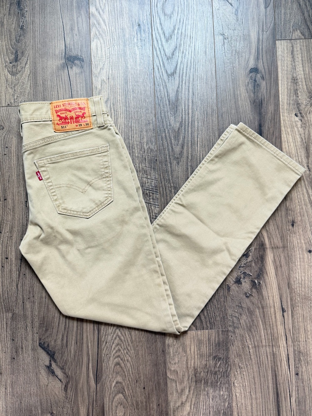 Levis 511 Slim Fit Khaki Tan Chino Pants Mens 29x30 WaterLess Stretch